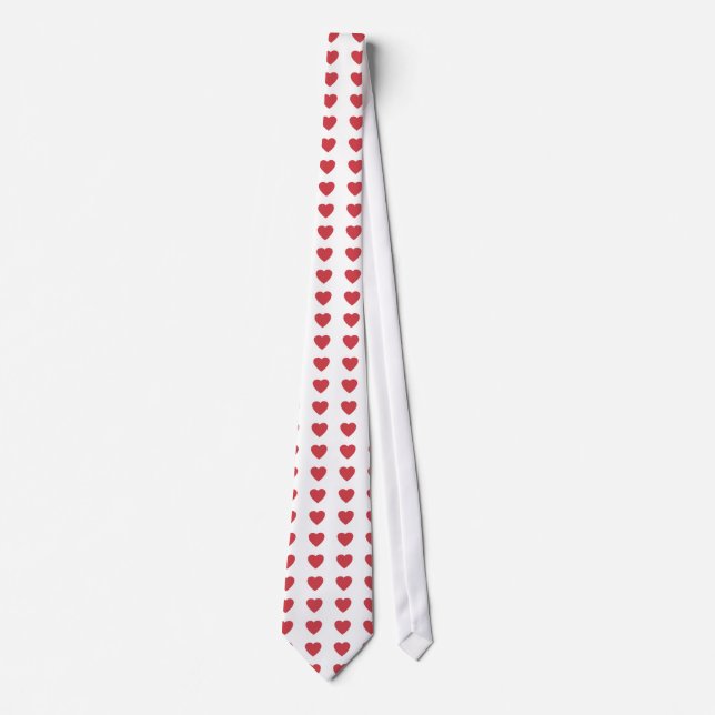 Hearts Polka Dot Pattern on White Tie (Front)
