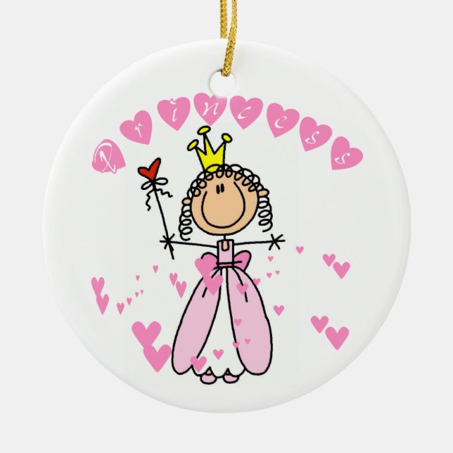 Hearts Princess Ceramic Tree Decoration (Front)