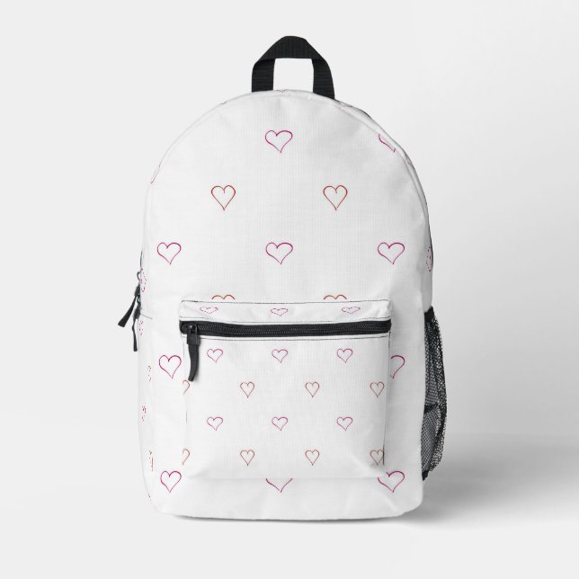 Hearts Printed Backpack (Front)