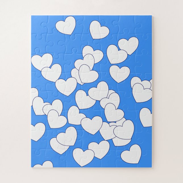 Hearts Puzzle Blue And White (Vertical)