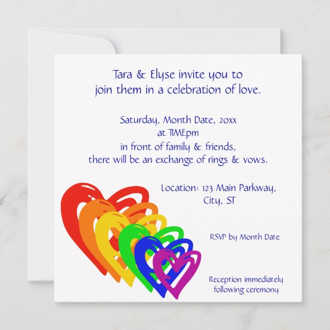 Hearts Rainbow Invitation (Front)