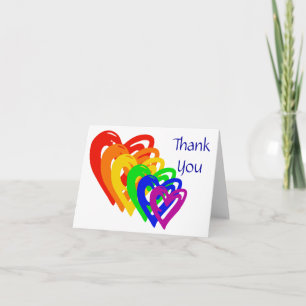 Hearts Rainbow Thank You Card