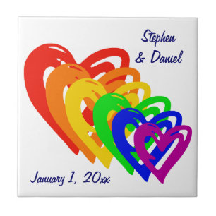Hearts Rainbow Tile