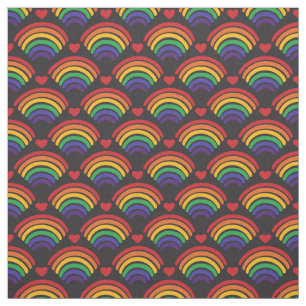 Hearts & Rainbows Pattern Fabric