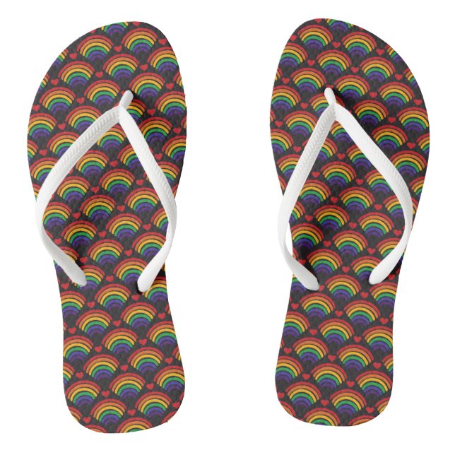 Hearts & Rainbows Pattern Jandals (Footbed)