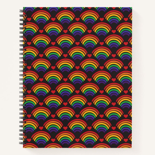 Hearts & Rainbows Pattern Notebook (Front)