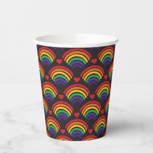 Hearts & Rainbows Pattern Paper Cups