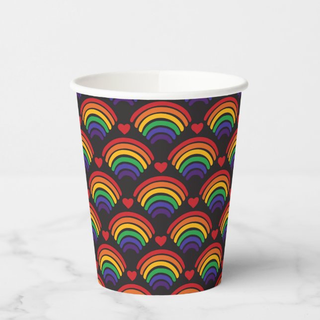 Hearts & Rainbows Pattern Paper Cups (Left)