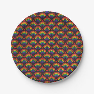 Hearts & Rainbows Pattern Paper Plate