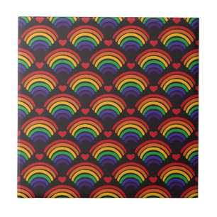 Hearts & Rainbows Pattern Tile
