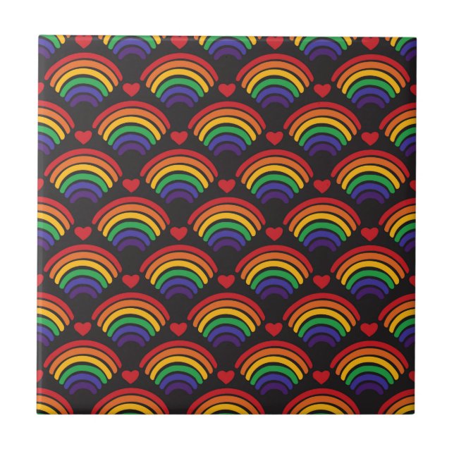 Hearts & Rainbows Pattern Tile (Front)