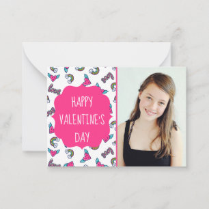 Hearts Rainbows Valentine's Day Custom Photo Cards