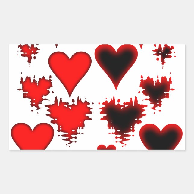 Hearts Rectangular Sticker (Front)