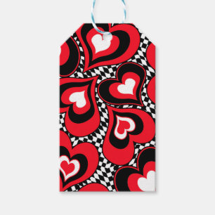 Hearts, red, black, white gift tags