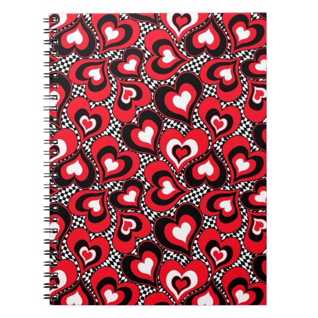 Hearts, red, black, white notebook (Front)