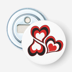 Hearts, red, black, white, Valentine's day . Bottle Opener