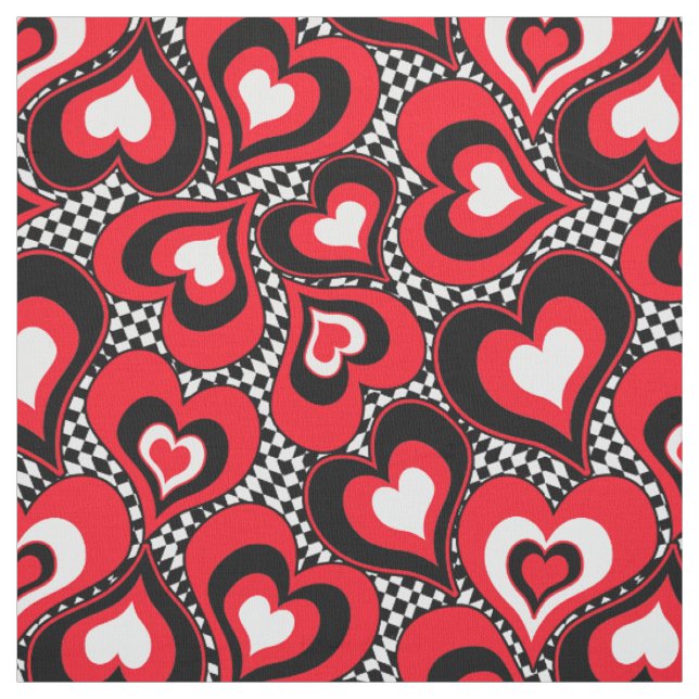 Hearts, red, black, white, Valentine's day . Fabric (Swatch)