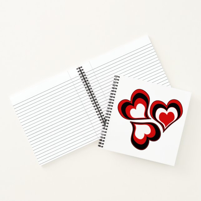 Hearts, red, black, white, Valentine's day . Notebook (Inside)