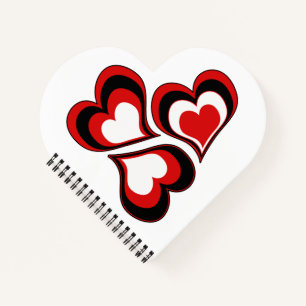 Hearts, red, black, white, Valentine's day . Notebook