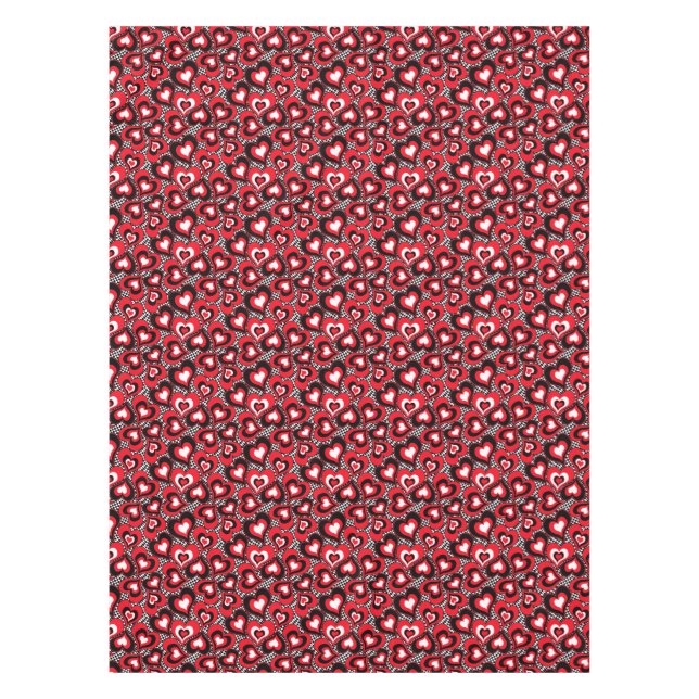 Hearts, red, black, white, Valentine's day . Tablecloth (Front)
