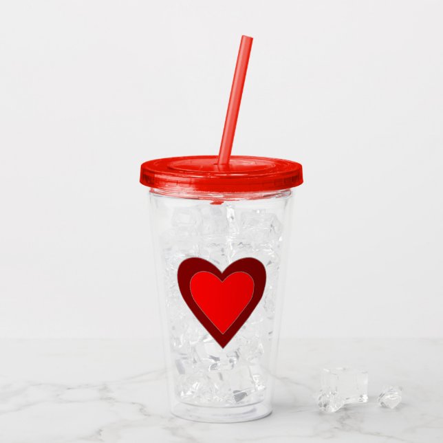 Hearts Red Burgundy Valentine's Day Love 4Erica Acrylic Tumbler (Back Ice)