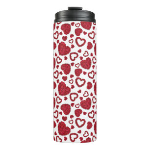 Hearts Red Roses Pattern Minimalist Valentine's Thermal Tumbler