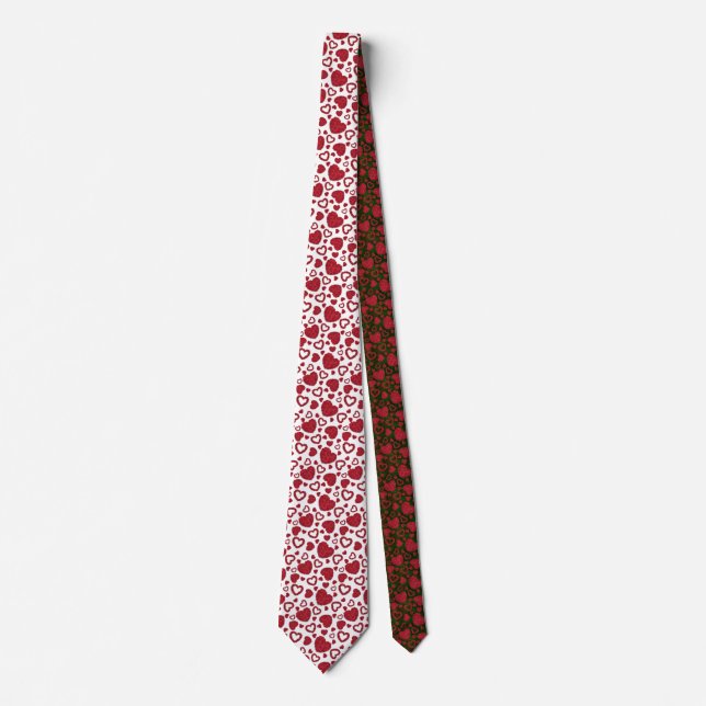 Hearts Red Roses Pattern Minimalist Valentine's Tie (Front)