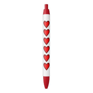 Hearts Red Wedding Love Valentines Day Black Ink Pen
