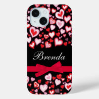 Hearts ribbon red pink and black name