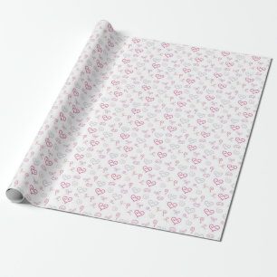 Hearts, Ribbons and Swirls Wrapping Paper