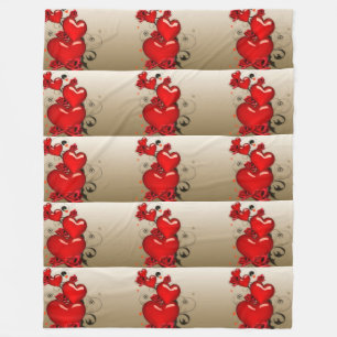 Hearts Romance Love Date Personalise Anniversaries Fleece Blanket