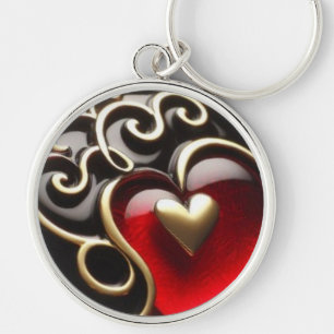 Hearts Rose Gold Metal Keychain