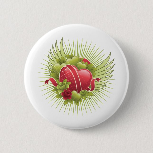 Hearts Roses and Wings 6 Cm Round Badge (Front)