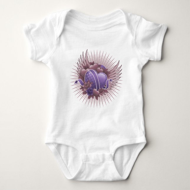 Hearts Roses and Wings Baby Bodysuit (Front)