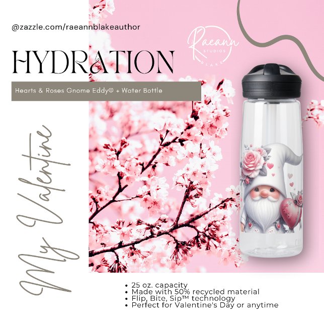 Hearts & Roses Gnome Eddy® + Water Bottle (Creator Uploaded)