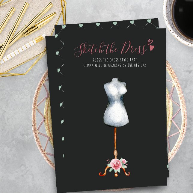 Hearts Roses Sketch the Dress Bridal Shower Game (Sketch the Dress Bridal Shower Game)