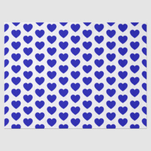 Hearts, Royal Blue on White Tissue Paper