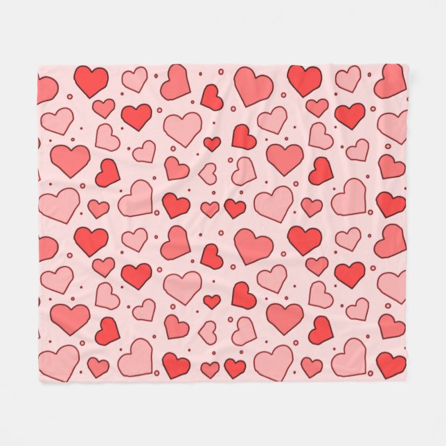Hearts Seamless Pattern - Red Tones Fleece Blanket (Front (Horizontal))