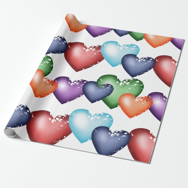Hearts Seamless pattern Wrapping Paper (Unrolled)