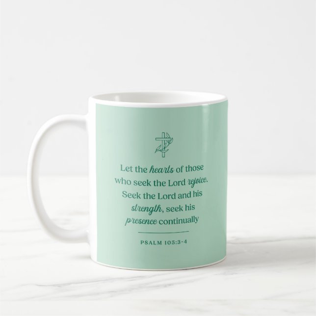 Hearts Seeking the Lord Christian Coffee Mug (Left)
