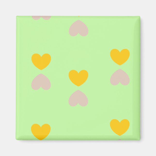 Hearts shapes on light green magnet (Front)