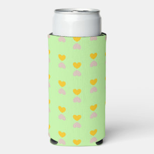 Hearts shapes on light green seltzer can cooler