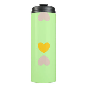 Hearts shapes on light green thermal tumbler