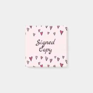 Hearts Signed Copy Post It Notes for Authors