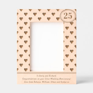 Hearts Silver Wedding Anniversary 25th Custom Text Etched Frames