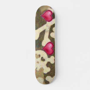 Hearts/Skulls Camo Look Skateboard