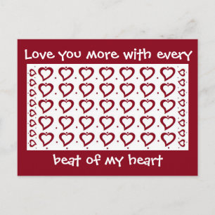 Hearts & Small Dots Red & White Love You More Postcard