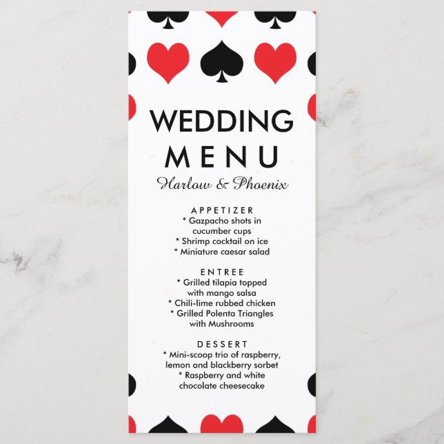 Hearts Spades Casino Wedding Menu (Front)