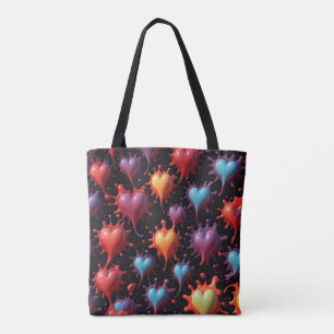 Hearts Splash Art Tote Bag