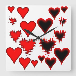 Hearts Square Wall Clock